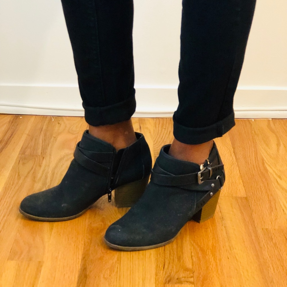 Black western buckle ankle bootie